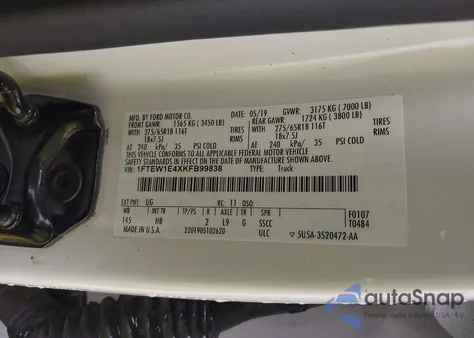 2019 Ford F-150 Lariat from USA, damaged, VIN 1FTEW1E4XKFB99838